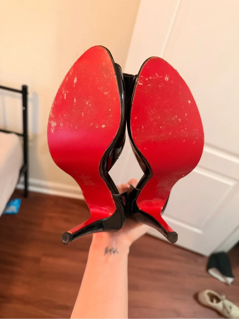Christian LouBoutin Patent Peep-Toe Bow Heels
